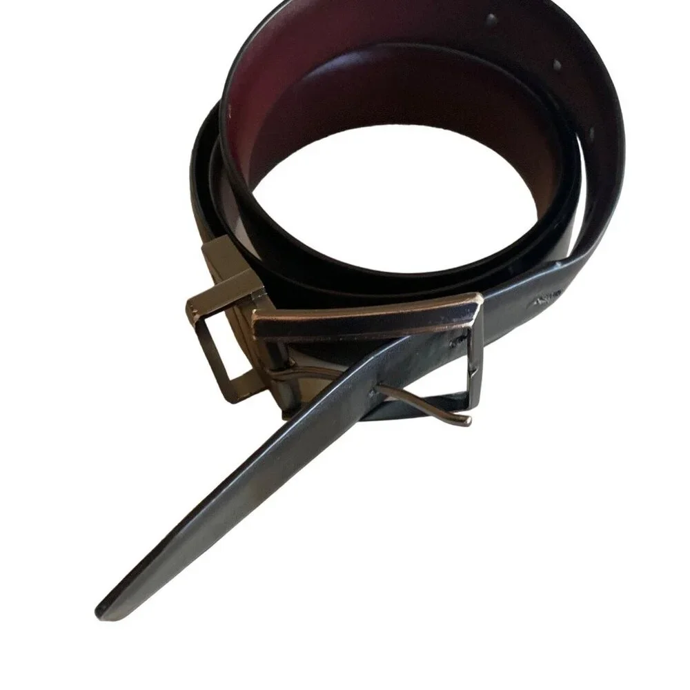 Kenneth Cole Reaction Black‎ Brown Reversible Leather Belt Size 38
